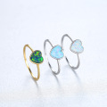 Fashion Heart 925 Sterling Silver Opal Rings